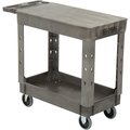 Global Industrial Plastic 2 Flat Shelf Service & Utility Cart, 38in x 17-1/2in, 5in Rubber Casters 800300